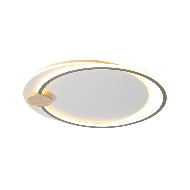 Modern Metal LED Circle Ceiling Lamp: Black/Grey Flush Mount Lighting in Warm/White Light, 16.5"/20.5" Width