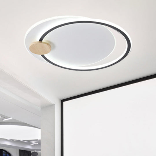 Modern Metal LED Circle Ceiling Lamp: Black/Grey Flush Mount Lighting in Warm/White Light, 16.5"/20.5" Width