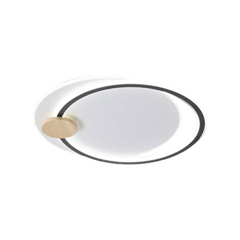 Modern Metal LED Circle Ceiling Lamp: Black/Grey Flush Mount Lighting in Warm/White Light, 16.5"/20.5" Width