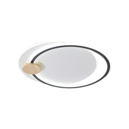 Modern Metal LED Circle Ceiling Lamp: Black/Grey Flush Mount Lighting in Warm/White Light, 16.5"/20.5" Width