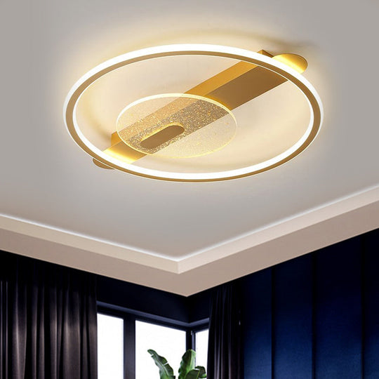 Black/Gold LED Semi-Flush Mount Acrylic Ceiling Lamp in Warm/White Light, 16.5"/20.5" Width