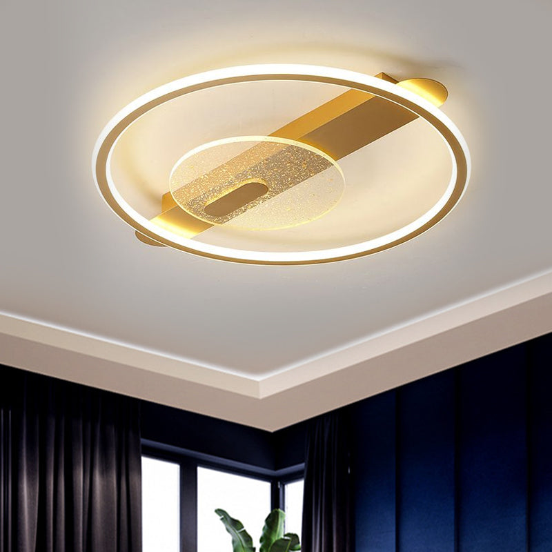 Black/Gold Led Semi-Flush Mount Acrylic Ceiling Lamp In Warm/White Light 16.5/20.5 Width Gold / 16.5