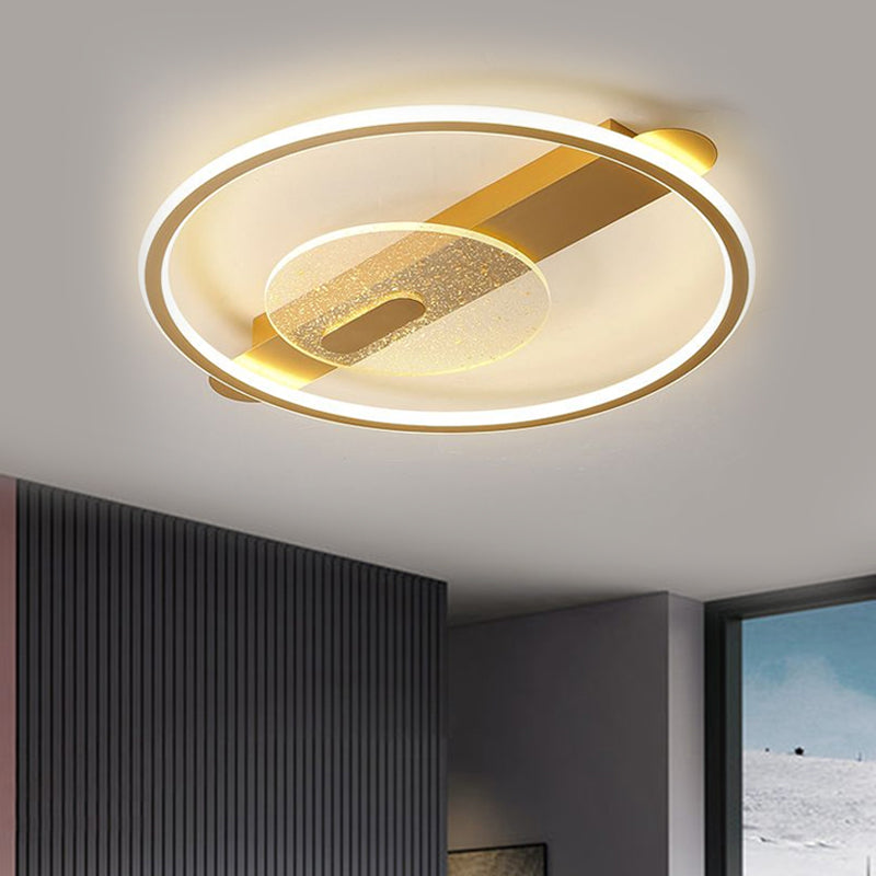 Black/Gold LED Semi-Flush Mount Acrylic Ceiling Lamp in Warm/White Light, 16.5"/20.5" Width