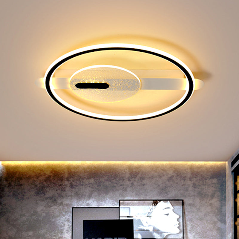 Black/Gold LED Semi-Flush Mount Acrylic Ceiling Lamp in Warm/White Light, 16.5"/20.5" Width