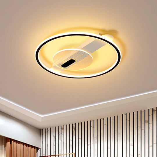 Black/Gold LED Semi-Flush Mount Acrylic Ceiling Lamp in Warm/White Light, 16.5"/20.5" Width