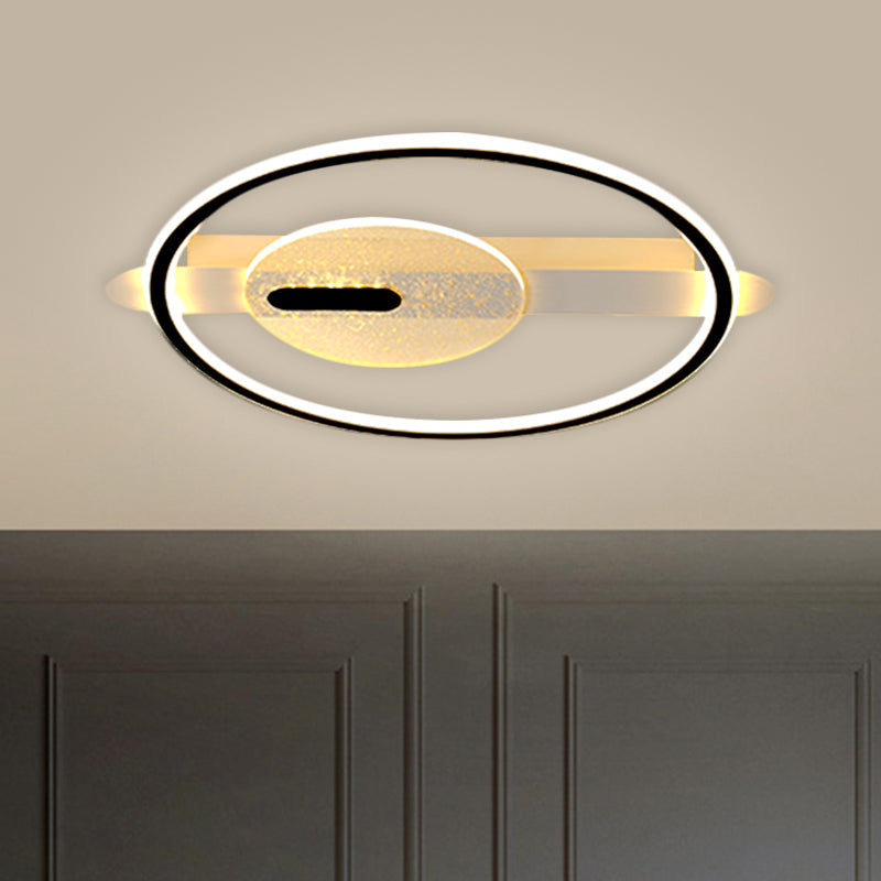 Black/Gold LED Semi-Flush Mount Acrylic Ceiling Lamp in Warm/White Light, 16.5"/20.5" Width