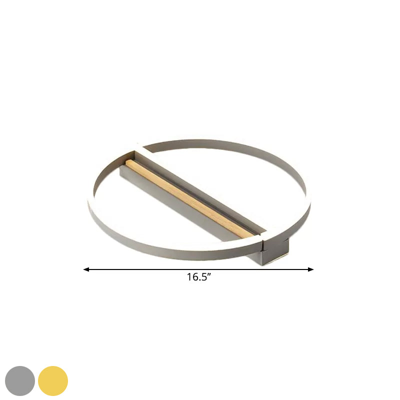 Circle Semi Flush Mount Metal LED Ceiling Fixture in Gold/Grey - 16.5"/20.5" Wide, Minimalistic Design, Warm/White Light