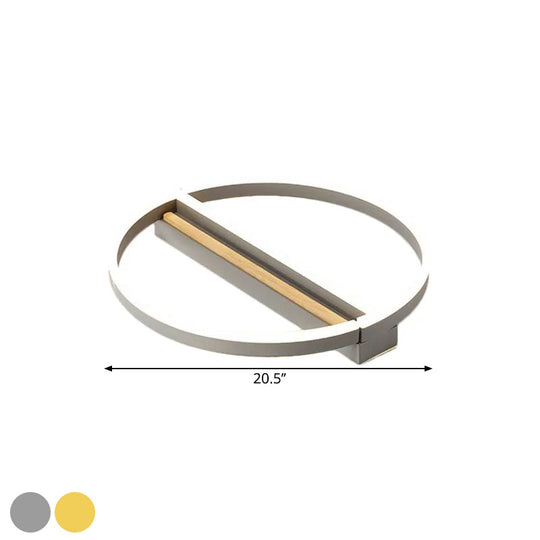 Circle Semi Flush Mount Metal Led Ceiling Fixture In Gold/Grey - 16.5/20.5 Wide Minimalistic Design