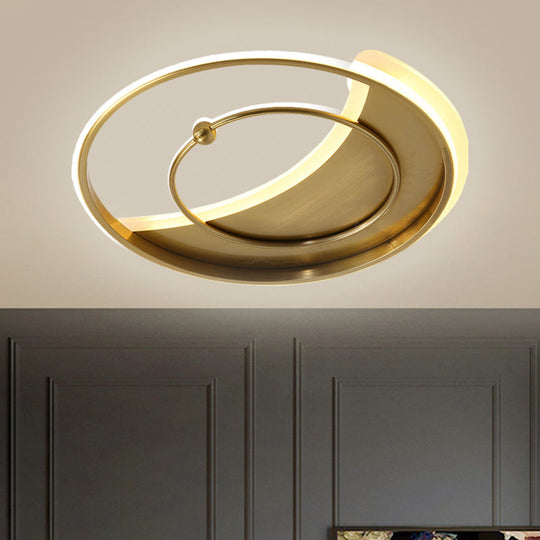 Minimalist Metal Round LED Semi Flush Mount Ceiling Lamp in Gold – Warm/White/3 Color Light