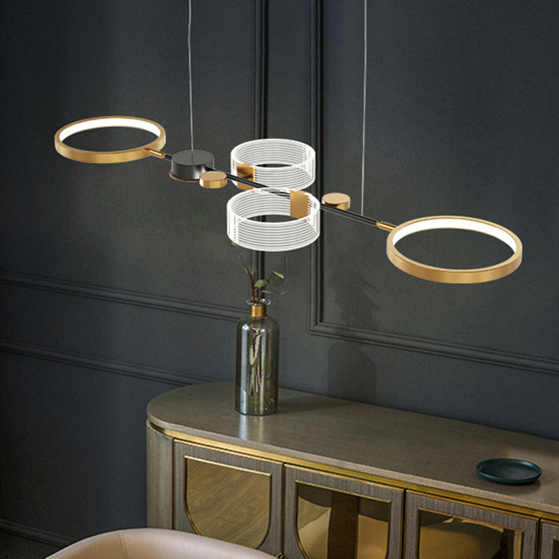 Gold Metallic Circle Pendant Led Suspension Light - Modern & Stylish