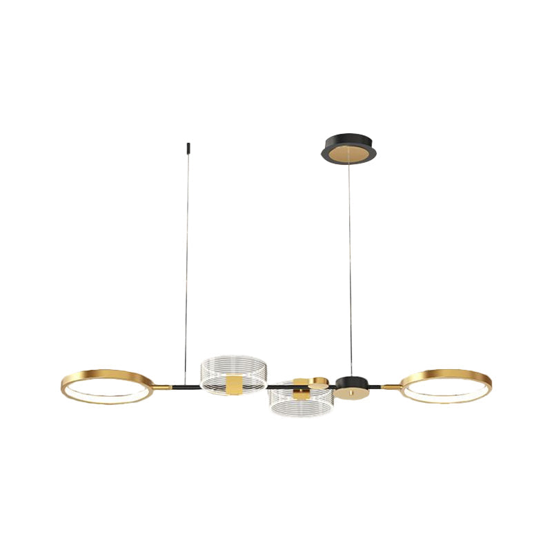 Gold Metallic LED Modern Pendant Light Fixture for Island with Circular Design