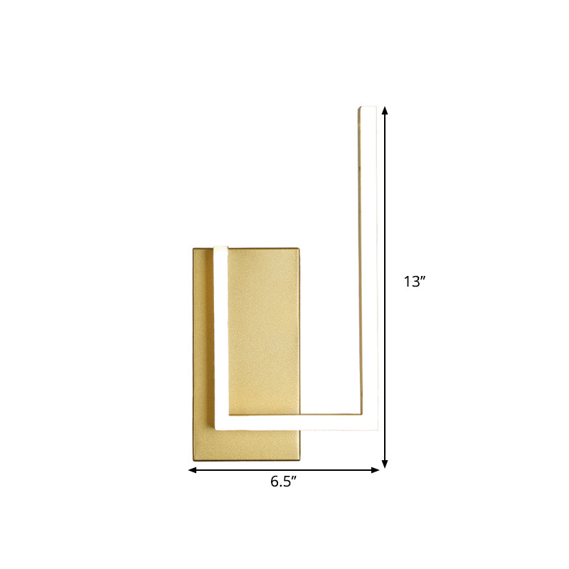 Simple Metal Led Gold Wall Sconce - Right-Angle Linear Lamp With Warm/White/3 Color Light Options