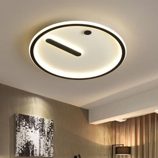 Modern Led Circle Flush Mount Metallic Ceiling Light In Black & White 12/16/19.5 Wide Warm/White