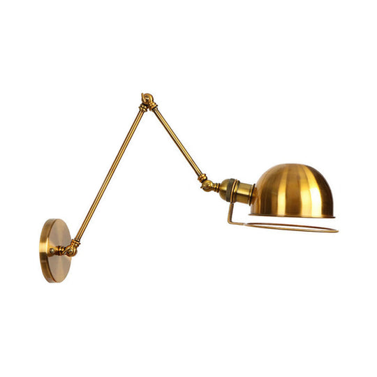 Vintage Style Swing Arm Wall Light With Brass/Copper Finish And Bowl Shade - 1-Light Mount Design