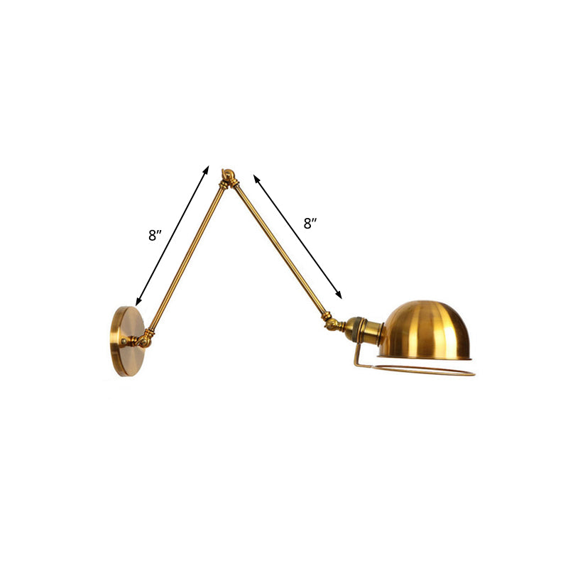 Vintage Style Swing Arm Wall Light With Brass/Copper Finish And Bowl Shade - 1-Light Mount Design