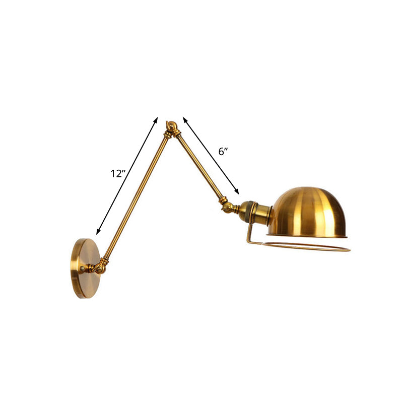 Vintage Style Swing Arm Wall Light With Brass/Copper Finish And Bowl Shade - 1-Light Mount Design