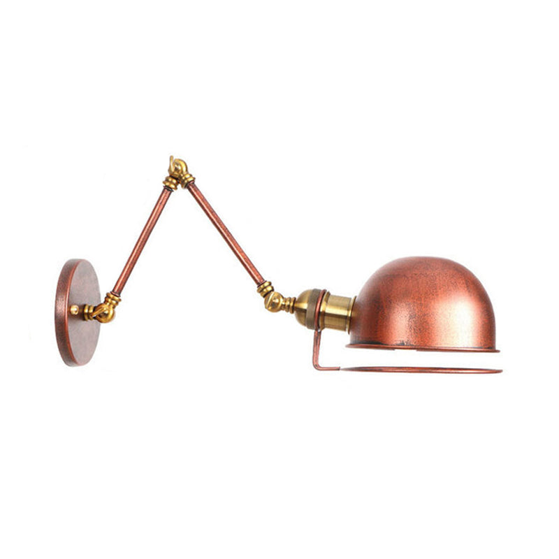 Vintage Style Swing Arm Wall Light With Brass/Copper Finish And Bowl Shade - 1-Light Mount Design