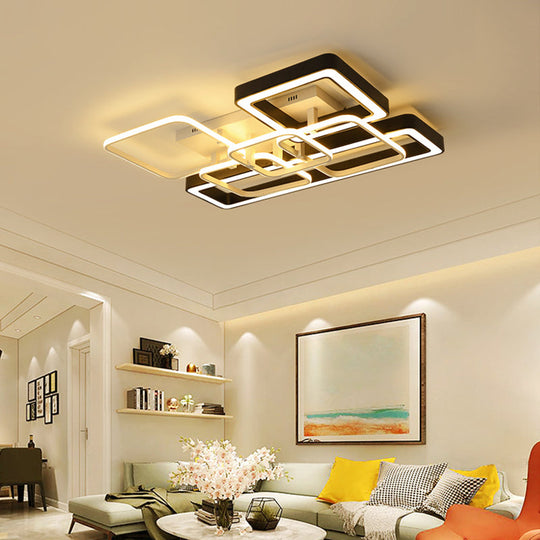 Geometric LED Ceiling Light in Black and White for Modern Living Spaces