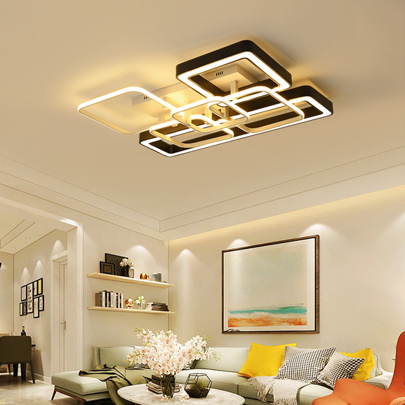 Geometric Led Ceiling Light In Black And White For Modern Living Spaces Black-White / A