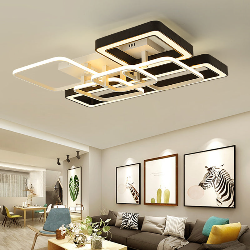 Geometric LED Ceiling Light in Black and White for Modern Living Spaces