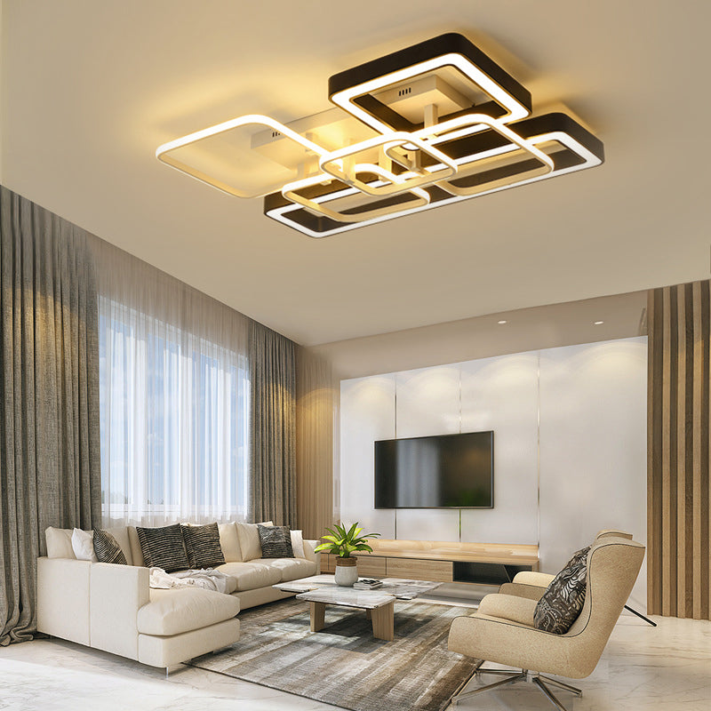 Geometric LED Ceiling Light in Black and White for Modern Living Spaces