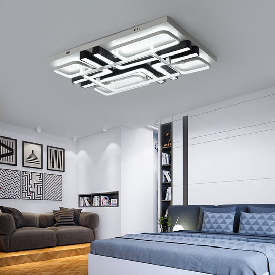 Geometric LED Ceiling Light in Black and White for Modern Living Spaces