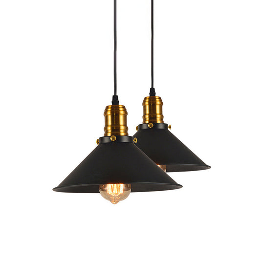 Vintage Cone Metal Ceiling Pendant Light - 1/2/3-Pack, Black, Stylish Design - 10"/12"/14" Width