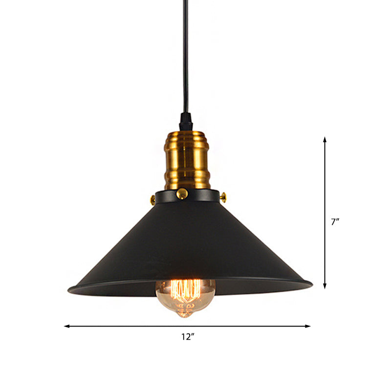 Vintage Cone Metal Ceiling Pendant - 1/2/3-Pack Stylish 1 Light Black 10/12/14 Width For Dining Room