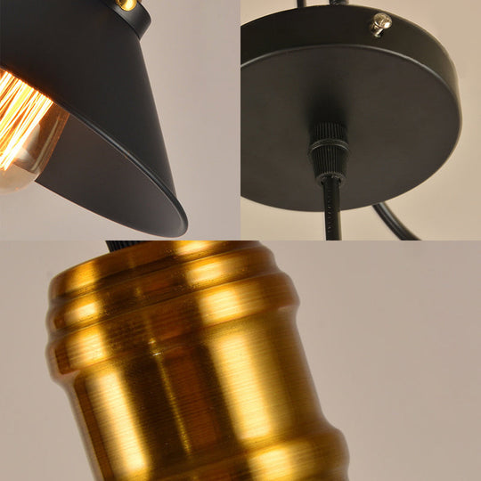 Vintage Cone Metal Ceiling Pendant - 1/2/3-Pack Stylish 1 Light Black 10/12/14 Width For Dining Room