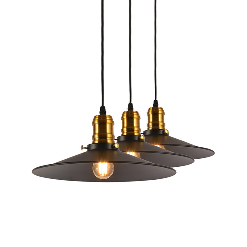 Metallic Cone Hanging Light - Industrial Style, Pack of 1/2/3, 8.5"/10" Wide, Black Finish