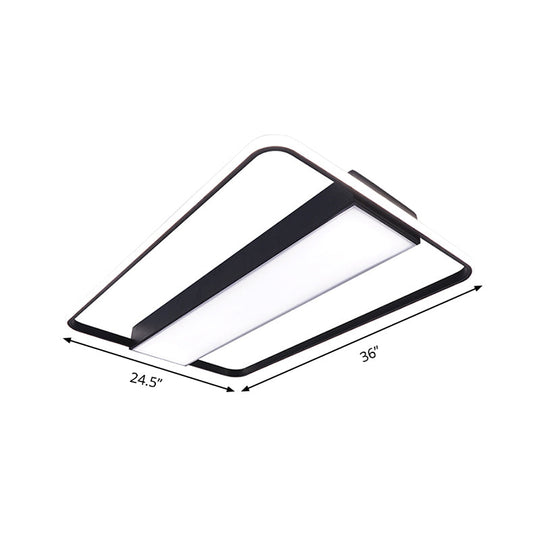 Nordic Led Rectangular Ceiling Light With Acrylic Shade - White/Black Flush Mount For Bedroom