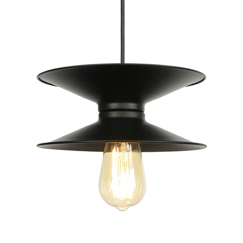 Retro Double Cone Metal Ceiling Pendant Light - Stylish 1-Light Fixture for Dining Room in Black & White