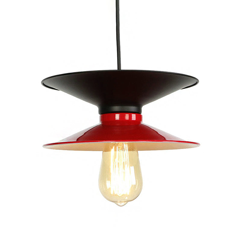 Retro Double Cone Metal Ceiling Pendant Light - Stylish 1-Light Fixture for Dining Room in Black & White