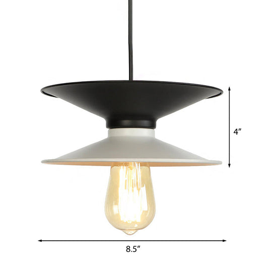 Retro Stylish Double Cone Metal Ceiling Fixture Pendant Light Black & White