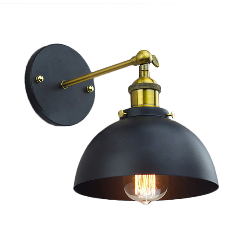 Metallic Rotatable Wall Lamp With Dome Shade For Balcony - Brass Finish