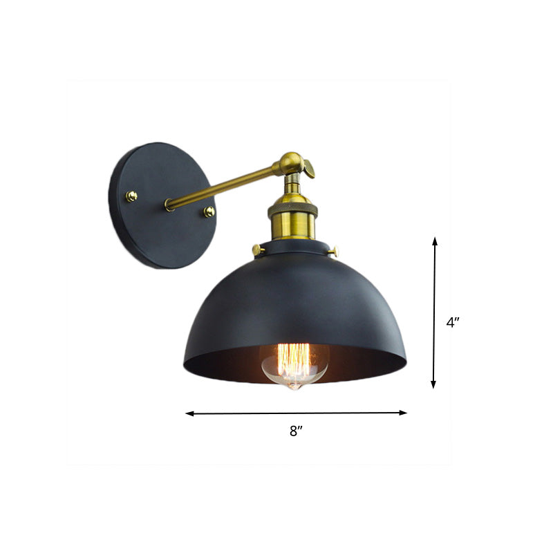 Metallic Rotatable Wall Lamp With Dome Shade For Balcony - Brass Finish