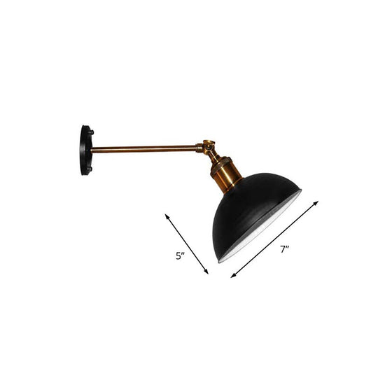 Loft Style Dome/Drum Shade Black Metal Adjustable Wall Sconce Light For Bedroom