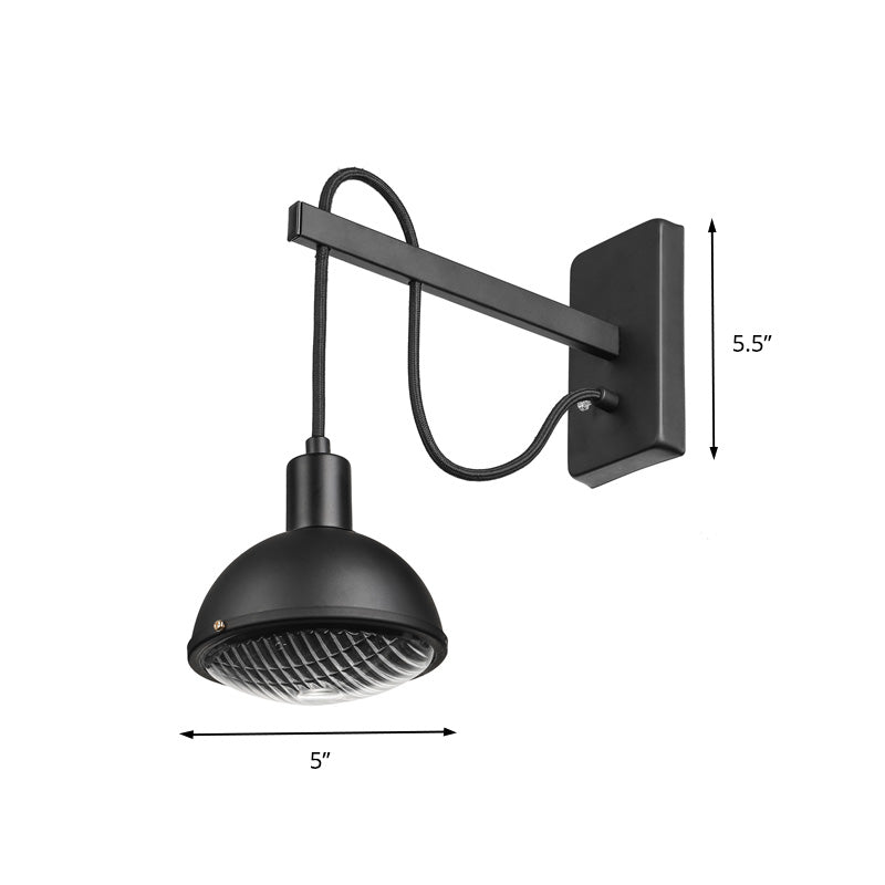 Farmhouse Bowl Shade Metallic Wall Mount Light - 1 Lighting In Black Perfect For Dining Room