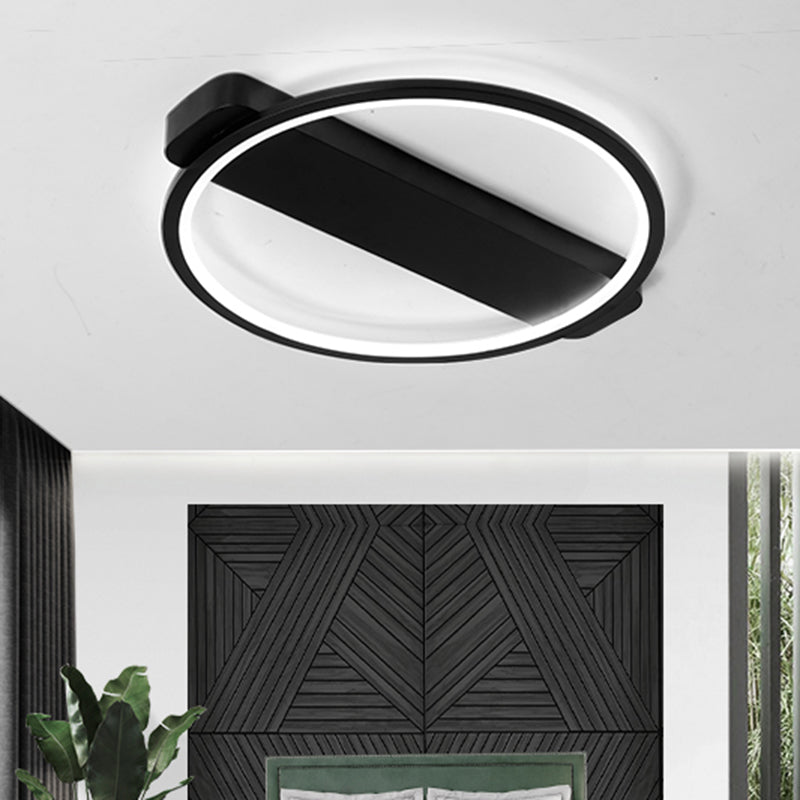 Modern Ring Acrylic Flush Light: 18/25.5 Wide Led Ceiling Fixture For Living Room (Black/White)