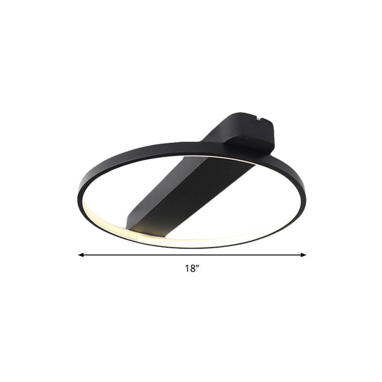 Modern Ring Acrylic Flush Light: 18/25.5 Wide Led Ceiling Fixture For Living Room (Black/White)