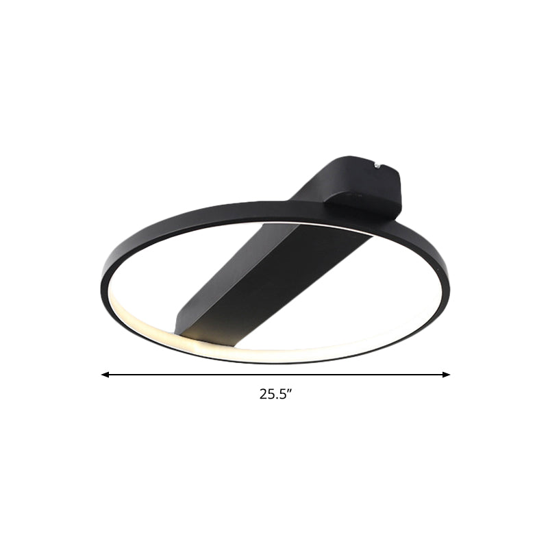 Modern Ring Acrylic Flush Light: 18/25.5 Wide Led Ceiling Fixture For Living Room (Black/White)