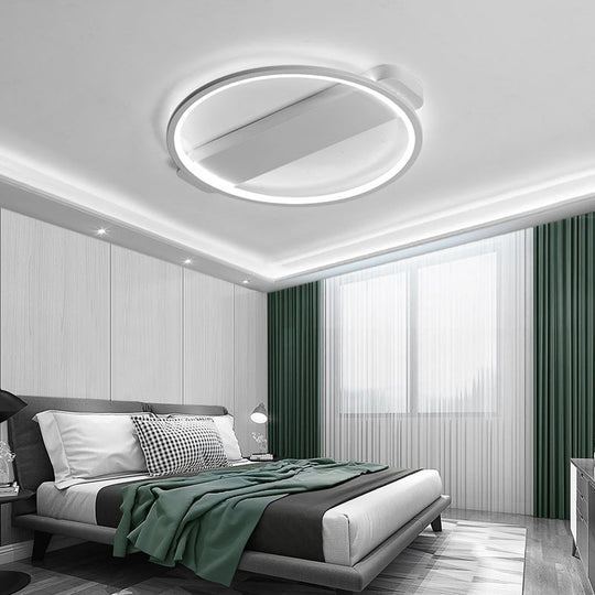 Modern Ring Acrylic Flush Light: 18/25.5 Wide Led Ceiling Fixture For Living Room (Black/White)