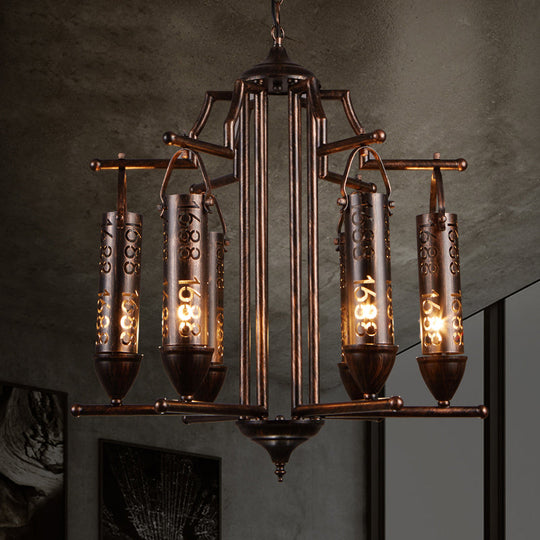 Rustic Iron Flute Hanging Light: Creative Chandelier with Number Design, Perfect for Bars