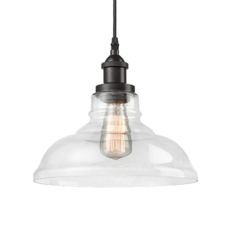 Industrial Black Pendant Light with Clear Glass Shade - Stylish Barn Hanging Lamp for Indoor Use