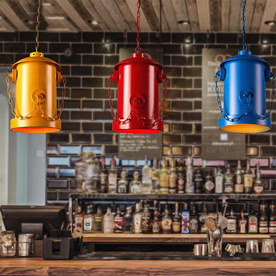 Metallic Fire Hydrant Hanging Light: Creative 1-Light Suspension For Restaurant Bar