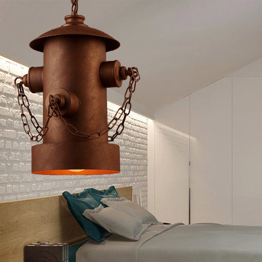 Metallic Fire Hydrant Hanging Light: Creative 1-Light Suspension For Restaurant Bar