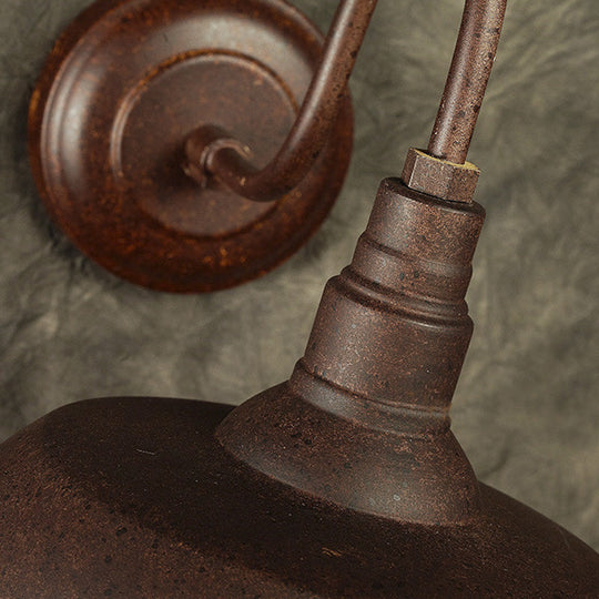 Antique Style Barn Wall Sconce With Gooseneck Arm In Bronze/Rust - Ideal For Bedroom Lighting