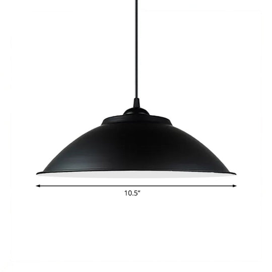 Industrial Iron Pendant Light With Adjustable Cord - Black/White 10.5/14 W