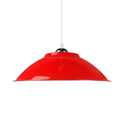 Industrial Aluminum Bowl Hanging Light - 10.5/14 W 1 Head Adjustable Cord Red/Yellow Ideal For