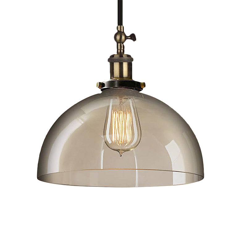 Brass Dome Pendant Ceiling Light with Clear Glass and 1 Light - Perfect for Dining Room